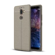 Чехол-накладка Litchi Grain для Nokia 7 Plus (серый) Чехол-накладка Litchi Grain для Nokia 7 Plus (серый)