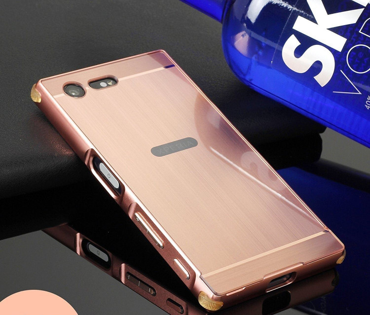 Алюминиевый бампер-чехол для Sony Xperia X Compact (розовое золото)