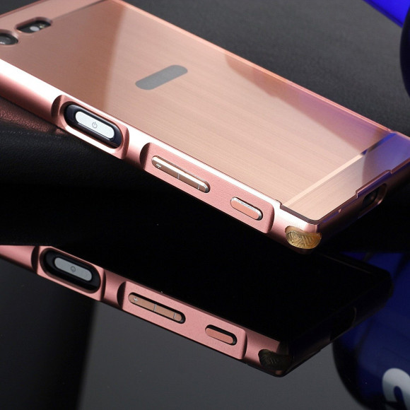 Алюминиевый бампер-чехол для Sony Xperia X Compact (розовое золото) Алюминиевый бампер-чехол для Sony Xperia X Compact (розовое золото)