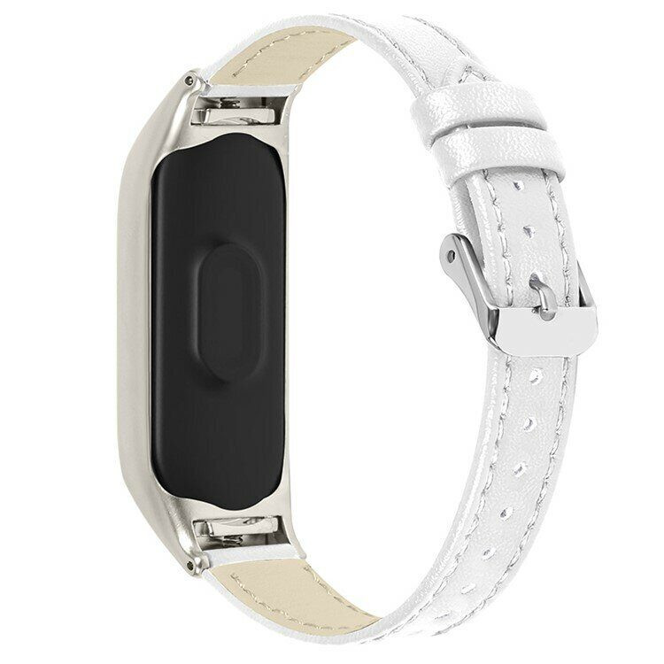 Кожаный ремешок для Xiaomi Smart Band 7 (белый)