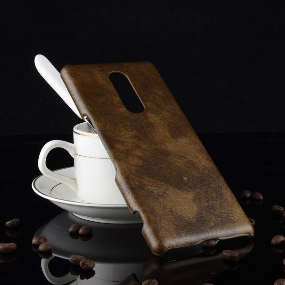 Кожаная накладка-чехол Litchi Texture для Sony Xperia 1 (коричневый)