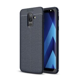 Чехол-накладка Litchi Grain для Samsung Galaxy J8 (2018) (темно-синий)