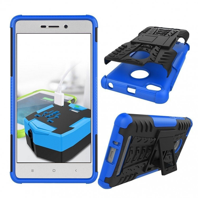 Чехол Hybrid Armor для Xiaomi Redmi 3 / 3s / 3 Pro (черный + голубой)