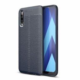 Чехол-накладка Litchi Grain для Samsung Galaxy A70 (темно-синий)