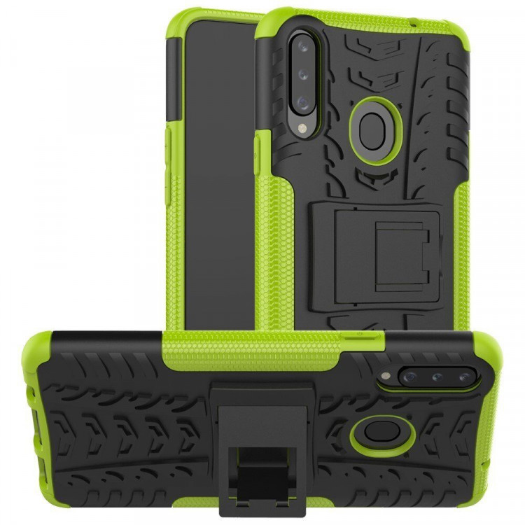 Чехол Hybrid Armor для Samsung Galaxy A20s (черный + зеленый)