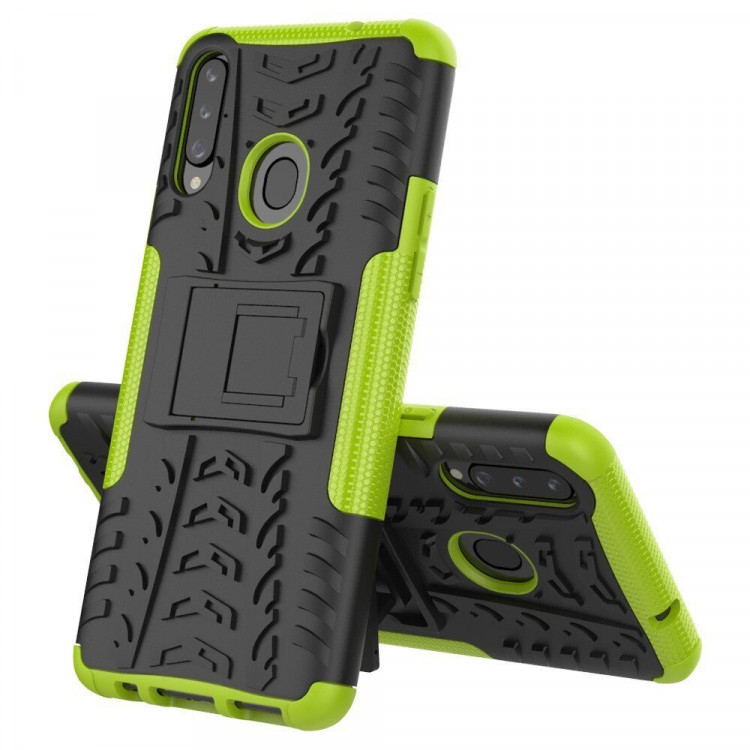 Чехол Hybrid Armor для Samsung Galaxy A20s (черный + зеленый)