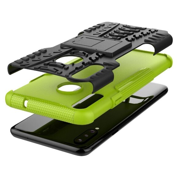 Чехол Hybrid Armor для Samsung Galaxy A20s (черный + зеленый)