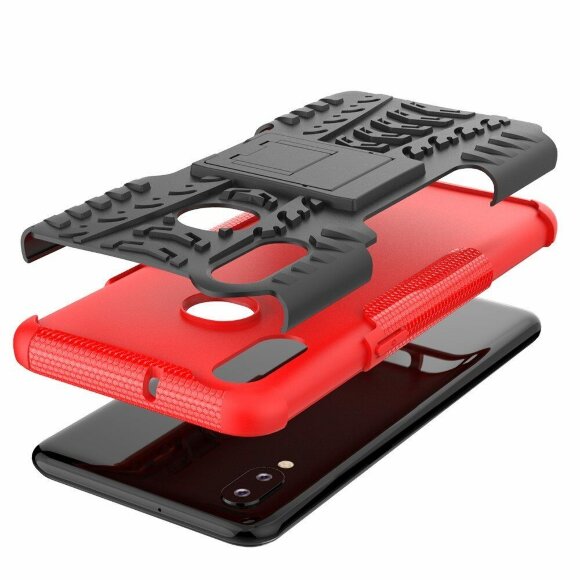 Чехол Hybrid Armor для Samsung Galaxy A10s (черный + красный)