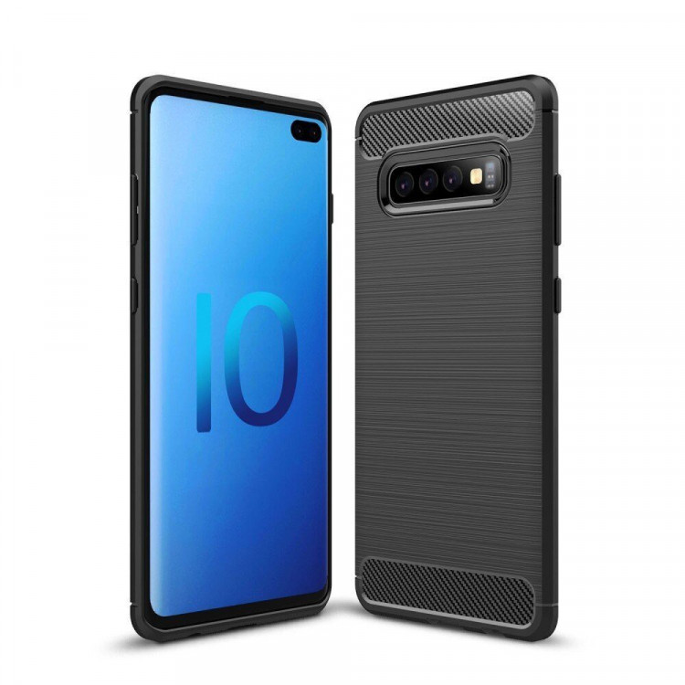 Чехол-накладка Carbon Fibre для Samsung Galaxy S10+ (Plus) (черный)