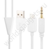 Кабель USB/micro USB/Jack 3,5 (белый) Кабель USB/micro USB/Jack 3,5 (белый)