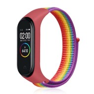 Нейлоновый ремешок для Xiaomi Mi Band 7 (красный + радужный)