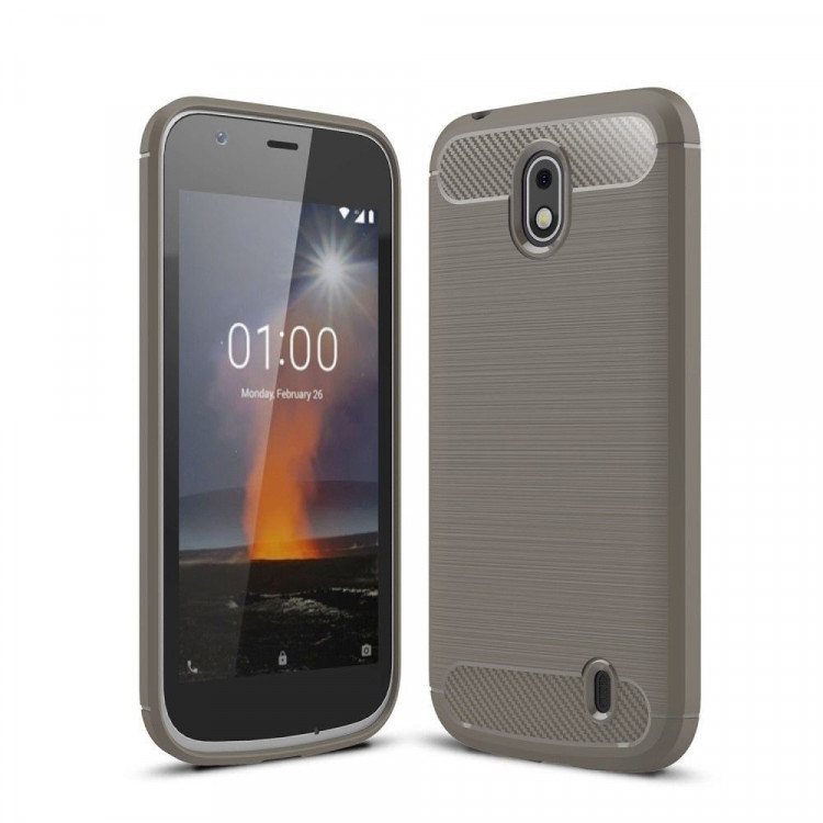Чехол-накладка Carbon Fibre для Nokia 1 (серый)