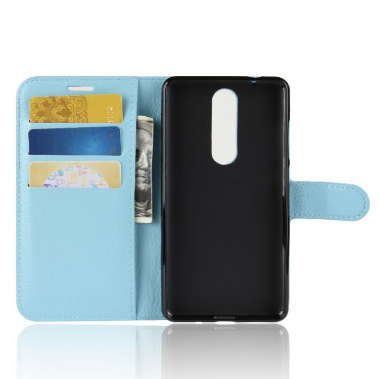 Чехол с визитницей для Nokia 5.1 (голубой)
