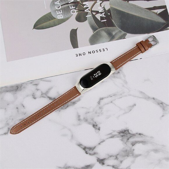 Кожаный ремешок для Xiaomi Smart Band 7 (коричневый) Кожаный ремешок для Xiaomi Smart Band 7 (коричневый)