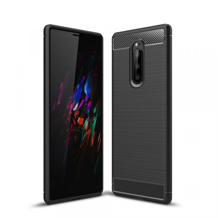 Чехол-накладка Carbon Fibre для Sony Xperia 1 (черный)