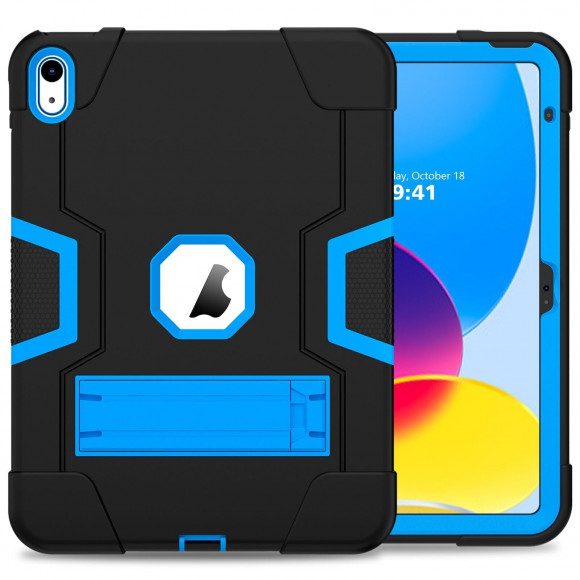 Противоударный гибридный чехол для iPad 10 2022 - 10,9 дюйма (черный+голубой)