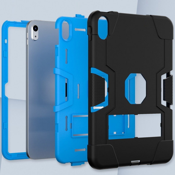 Противоударный гибридный чехол для iPad 10 2022 - 10,9 дюйма (черный+голубой)
