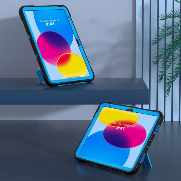 Противоударный гибридный чехол для iPad 10 2022 - 10,9 дюйма (черный+голубой)