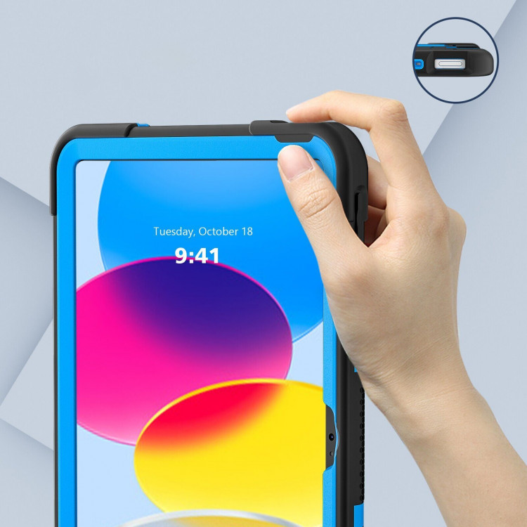 Противоударный гибридный чехол для iPad 10 2022 - 10,9 дюйма (черный+голубой)