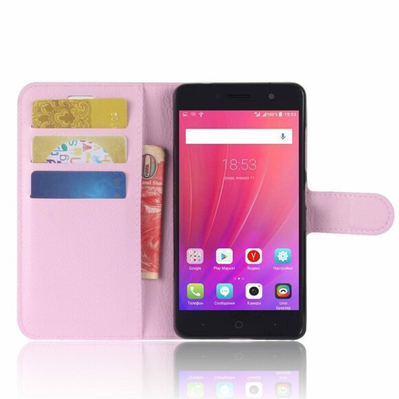 Чехол с визитницей для ZTE Blade A521 (розовый)