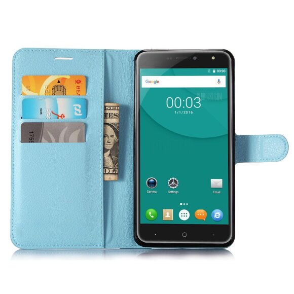 Чехол с визитницей для DOOGEE X7 Pro (голубой)