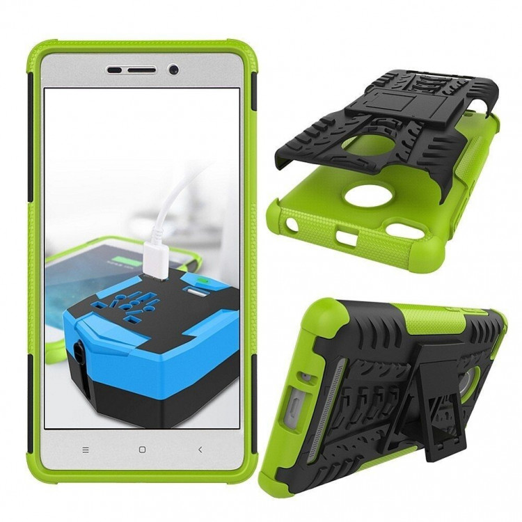 Чехол Hybrid Armor для Xiaomi Redmi 3 / 3s / 3 Pro (черный + зеленый)