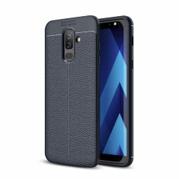 Чехол-накладка Litchi Grain для Samsung Galaxy A6+ (Plus) (темно-синий)