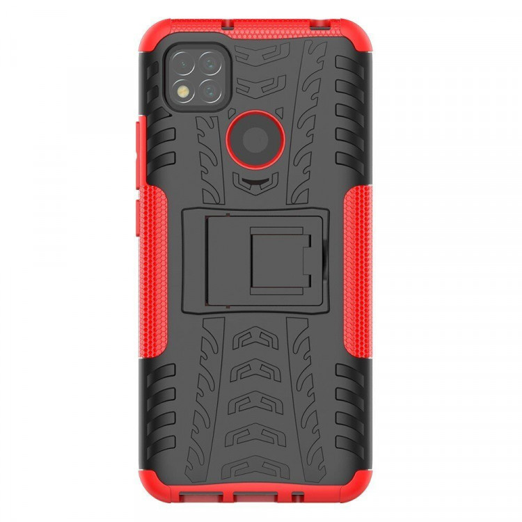 Чехол Hybrid Armor для Xiaomi Redmi 9C (черный + красный)