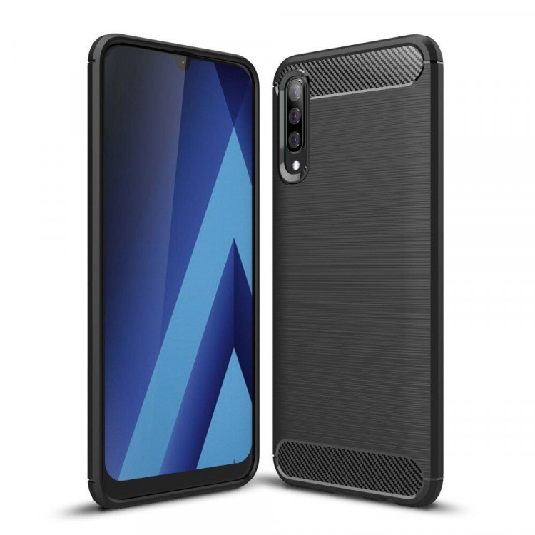 Чехол-накладка Carbon Fibre для Samsung Galaxy A70 (черный)