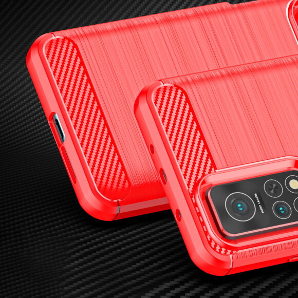 Чехол-накладка Carbon Fibre для Xiaomi Mi 10T 5G / Mi 10T Pro 5G / Redmi K30S (красный)