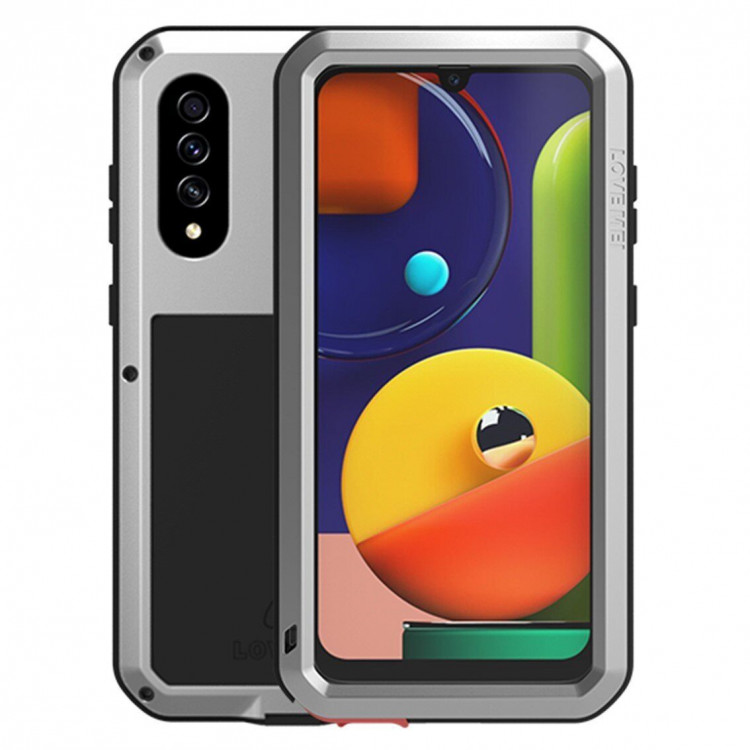 Гибридный чехол LOVE MEI для Samsung Galaxy A50s (серебряный)