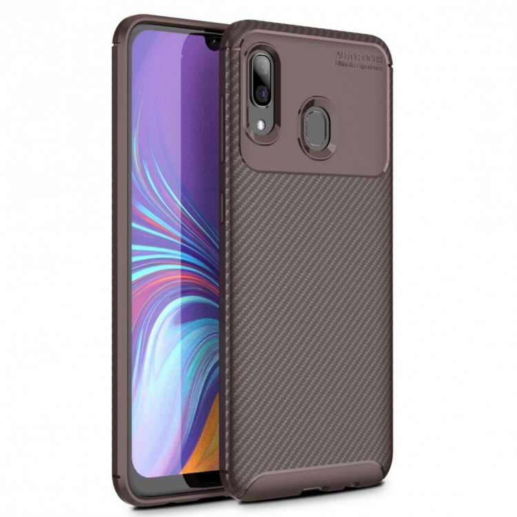 Чехол-накладка Resistant Carbon для Samsung Galaxy A30 / Galaxy A20 (коричневый)