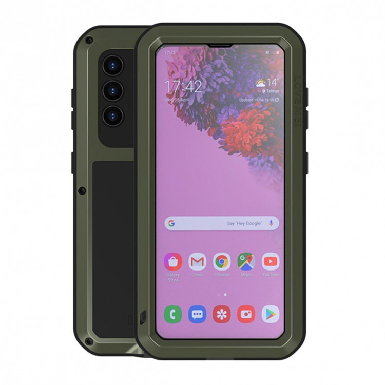 Гибридный чехол LOVE MEI для Samsung Galaxy S21+ (Plus) (темно-зеленый)