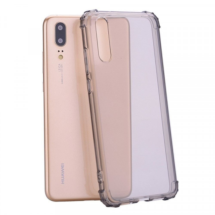 Силиконовый чехол с усиленными бортиками для Huawei P20 (черный)