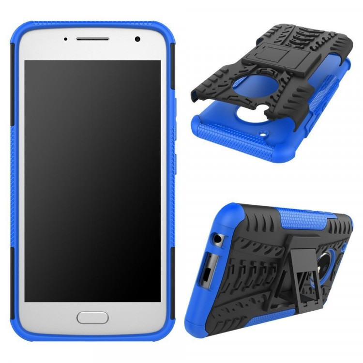 Чехол Hybrid Armor для Motorola Moto G5 Plus (черный + голубой)