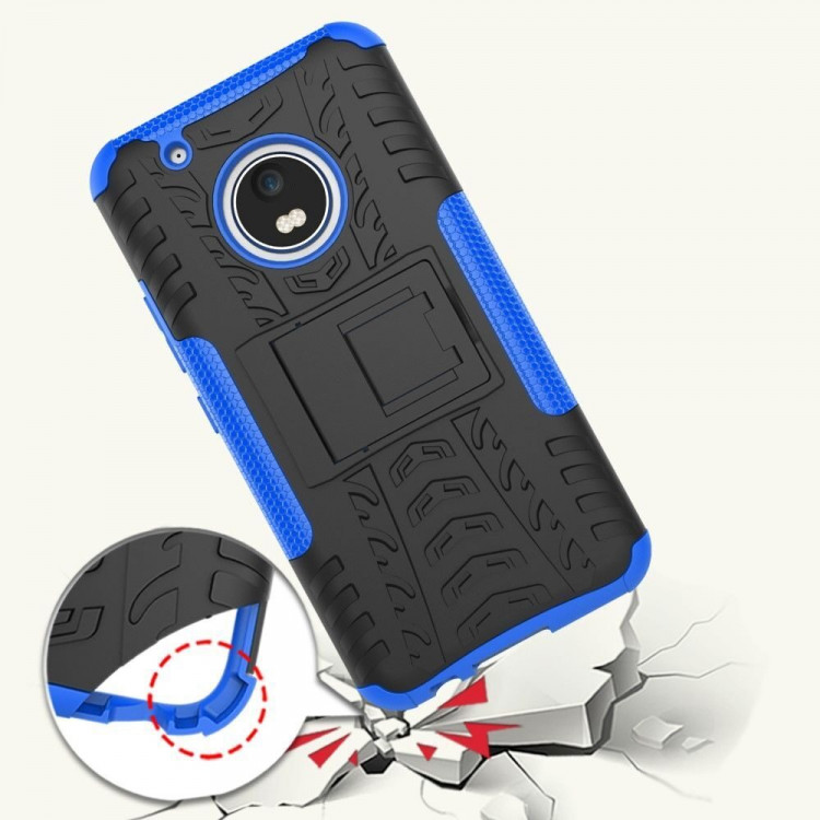 Чехол Hybrid Armor для Motorola Moto G5 Plus (черный + голубой)