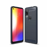 Чехол-накладка Carbon Fibre для Motorola P40 / Motorola One Vision (темно-синий)