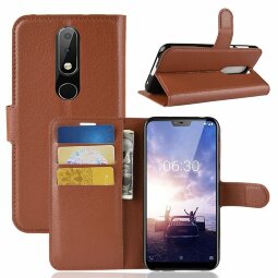 Чехол с визитницей для Nokia 6.1 Plus / X6 (2018) (коричневый)
