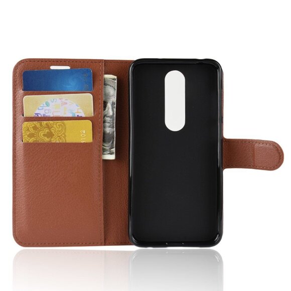 Чехол с визитницей для Nokia 6.1 Plus / X6 (2018) (коричневый)
