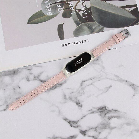 Кожаный ремешок для Xiaomi Smart Band 7 (розовый)