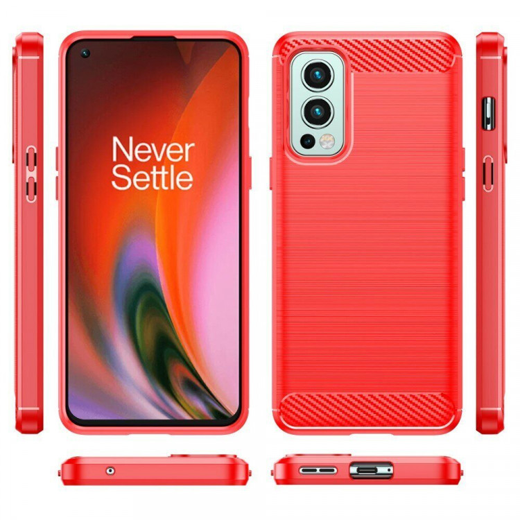 Чехол-накладка Carbon Fibre для OnePlus Nord 2 5G (красный)