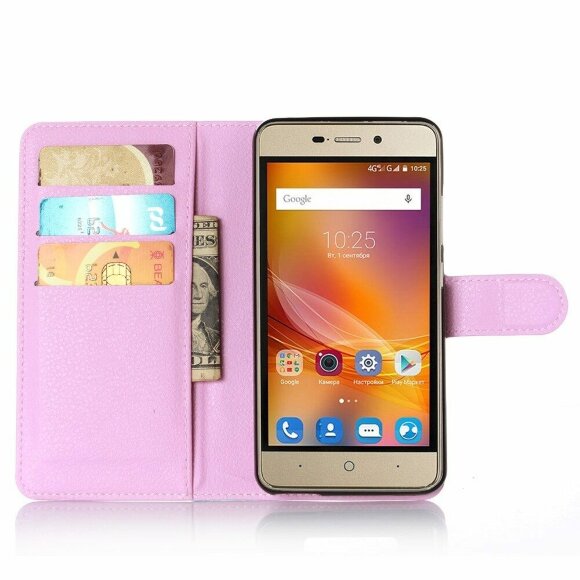 Чехол с визитницей для ZTE Blade X3 (розовый)
