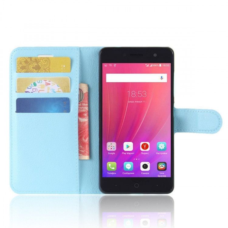 Чехол с визитницей для ZTE Blade A521 (голубой)