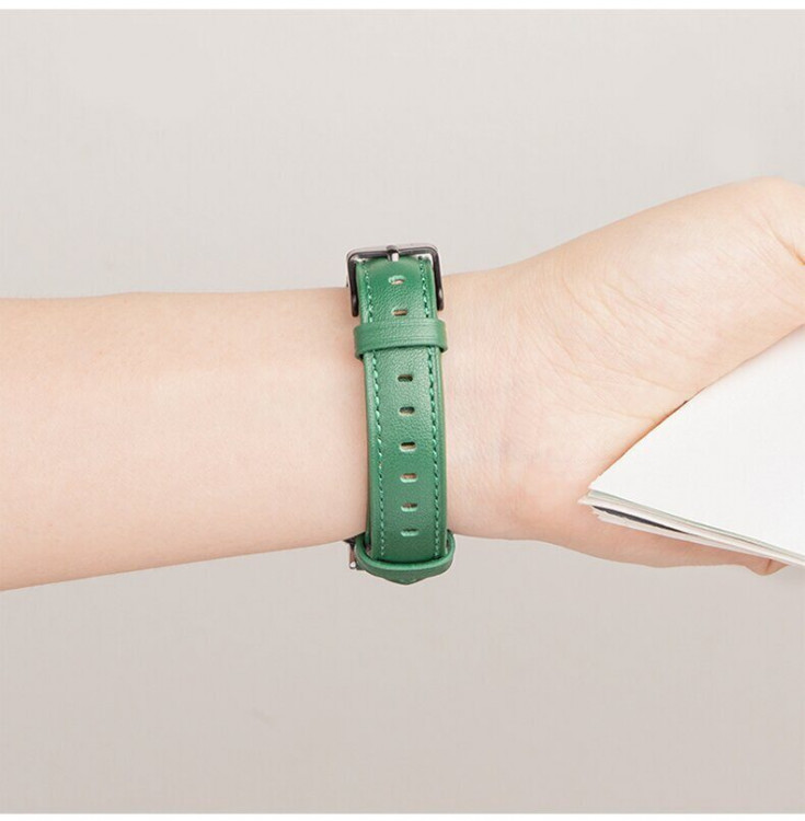 Кожаный ремешок для HUAWEI Band 8, HUAWEI Band 9 (темно-зеленый)