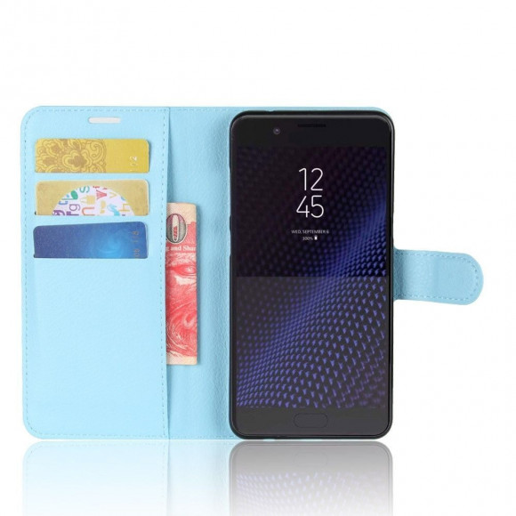 Чехол с визитницей для Samsung Galaxy C10 (голубой)