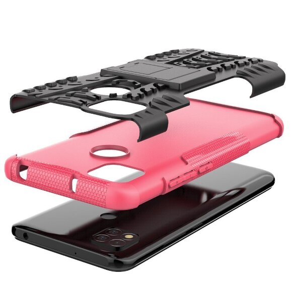 Чехол Hybrid Armor для Xiaomi Redmi 9C (черный + розовый)