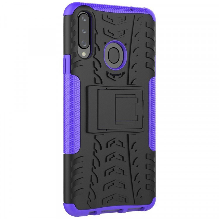 Чехол Hybrid Armor для Samsung Galaxy A20s (черный + фиолетовый)