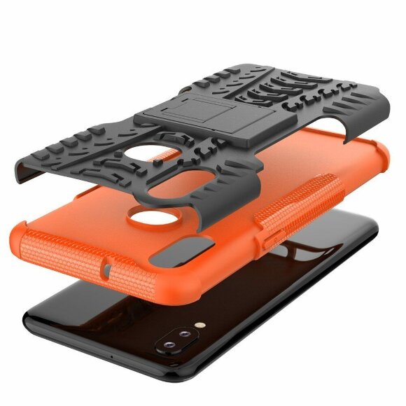 Чехол Hybrid Armor для Samsung Galaxy A10s (черный + оранжевый)
