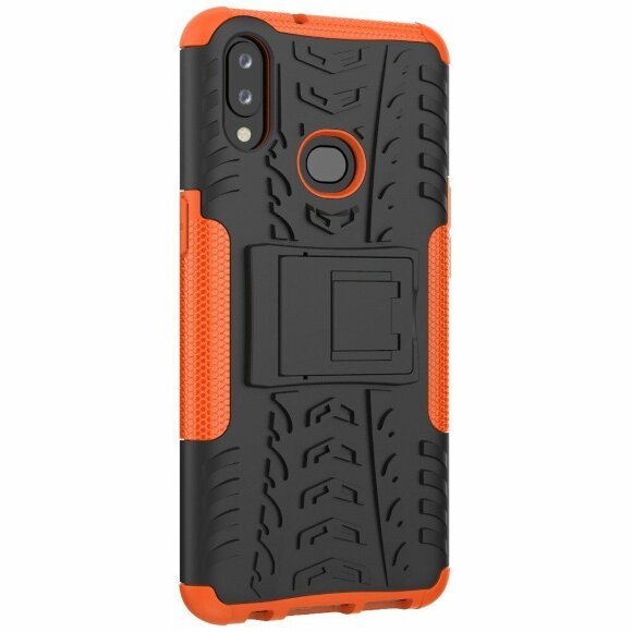 Чехол Hybrid Armor для Samsung Galaxy A10s (черный + оранжевый)