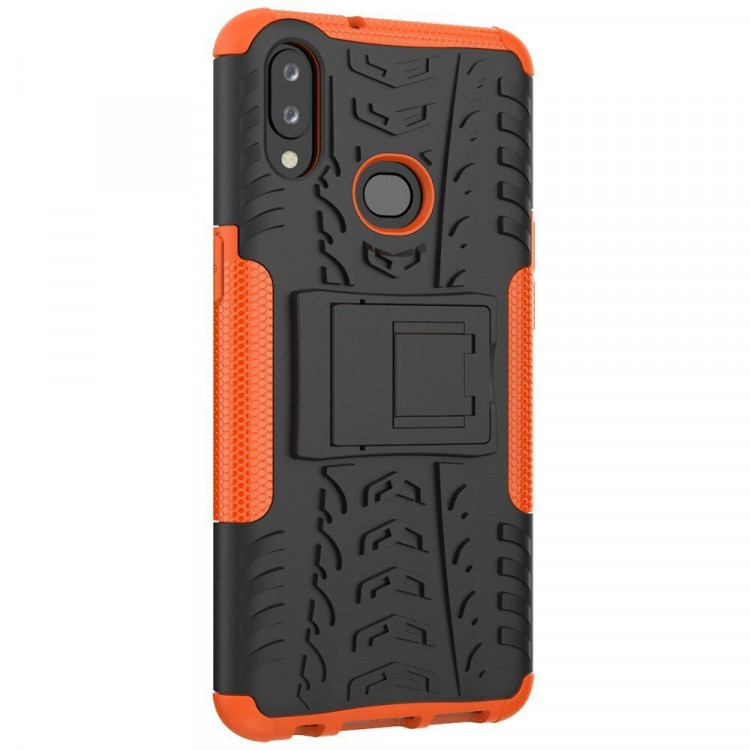 Чехол Hybrid Armor для Samsung Galaxy A10s (черный + оранжевый)